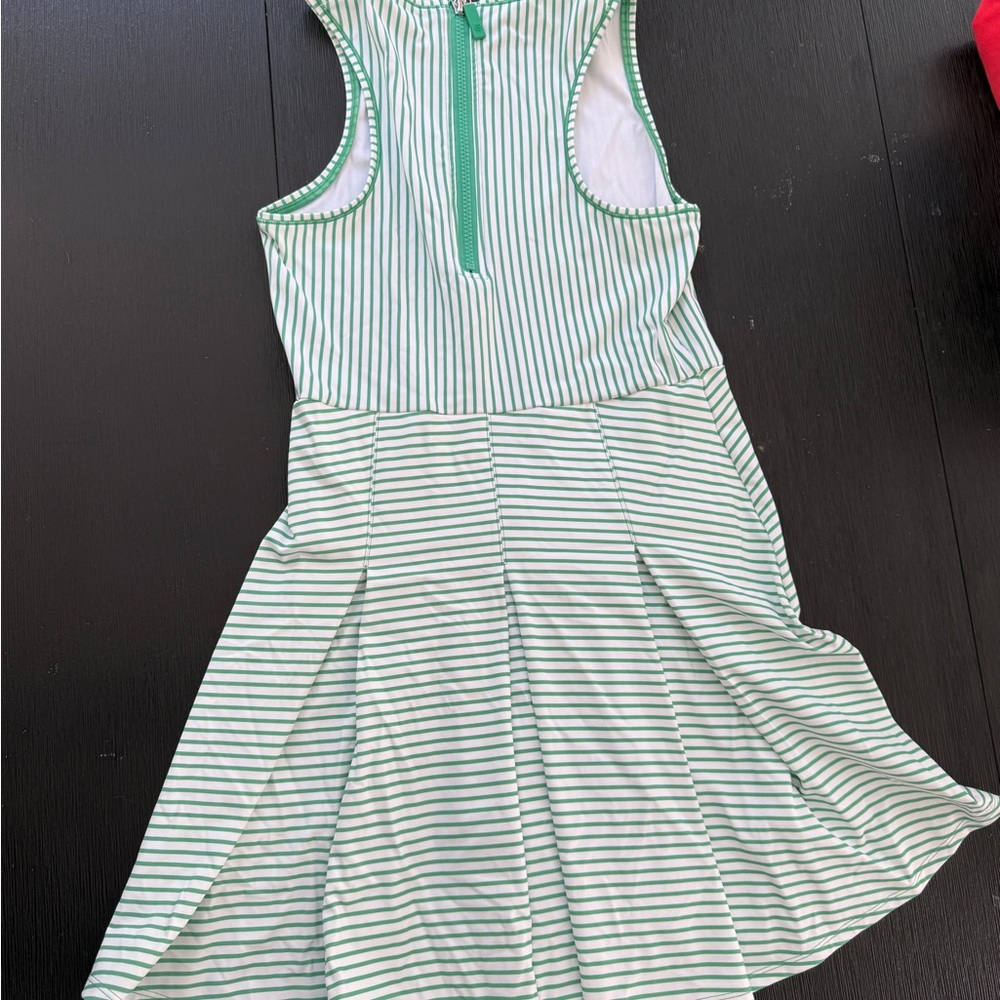 Addison Bay Green Striped Womens Dress